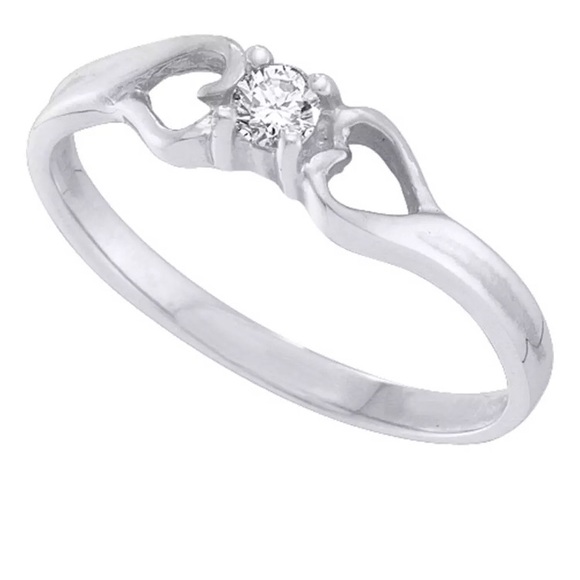 10k Diamond Solitaire Heart Bridal Ring 1/10 Cttw - Picture 1 of 1